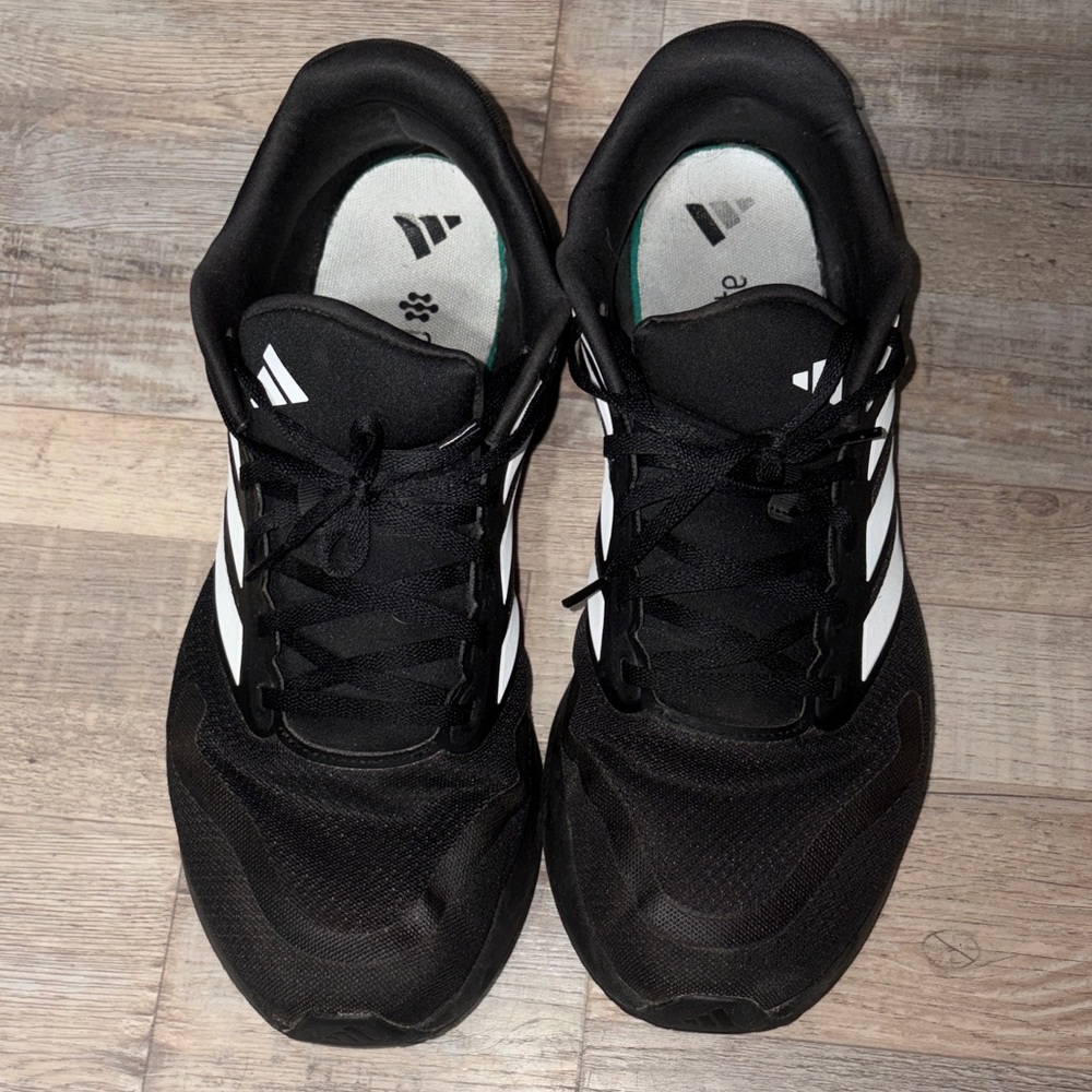 adidas Black Athletic Sneakers with White Stripes Size 12 Men